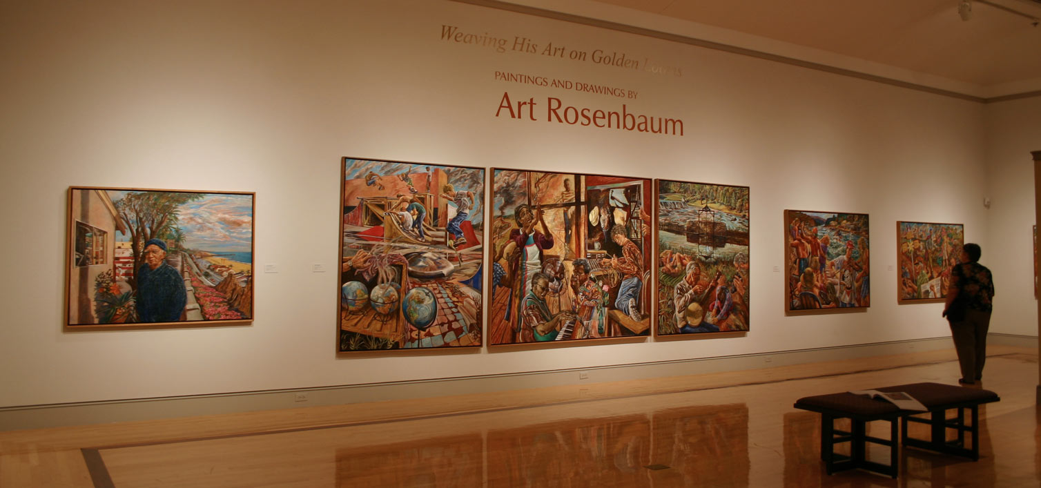 Museum visitor enjoying Art's paintings.